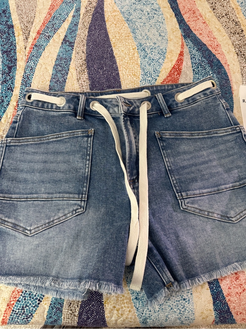 Women’s Blue Denim Drawstring Shorts by Risen